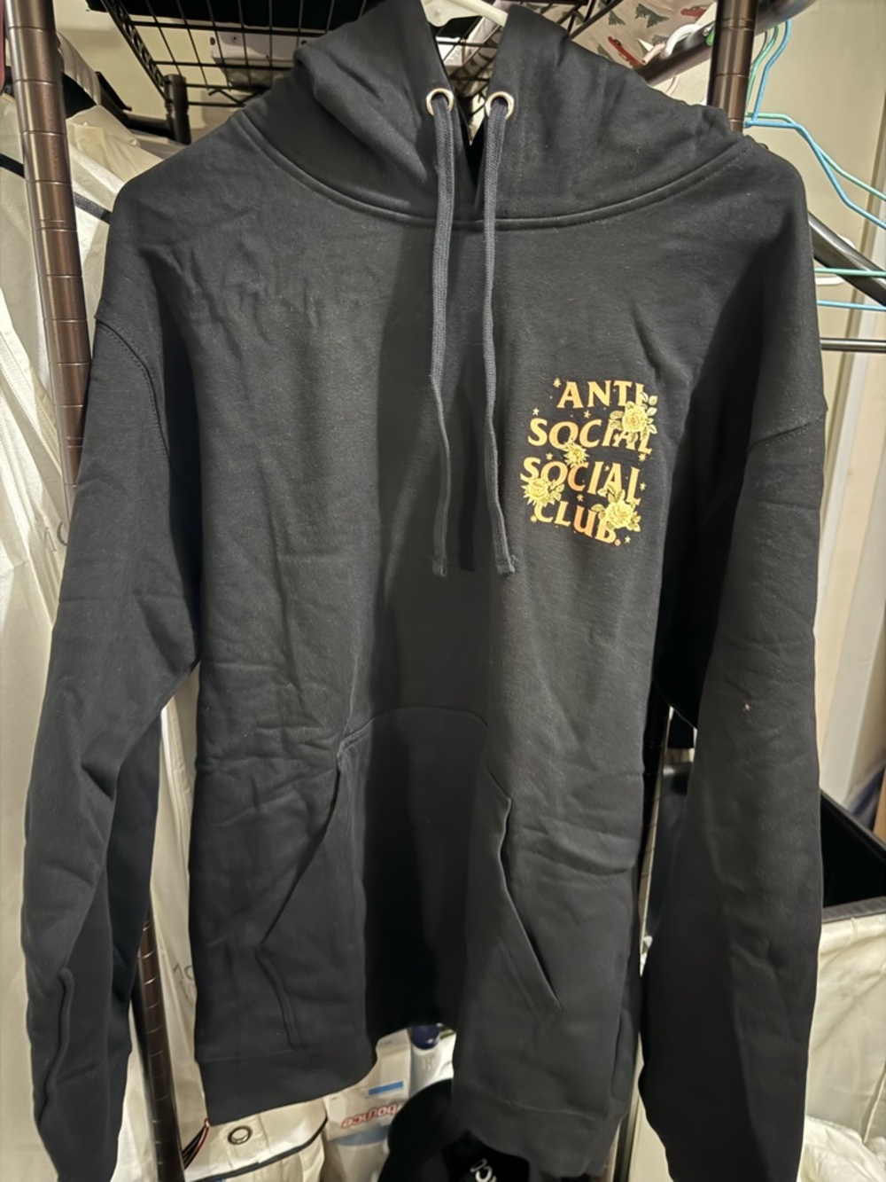 Anti Social Social Club Black Hoodie with Yellow Logo Print - XL - New with Tag